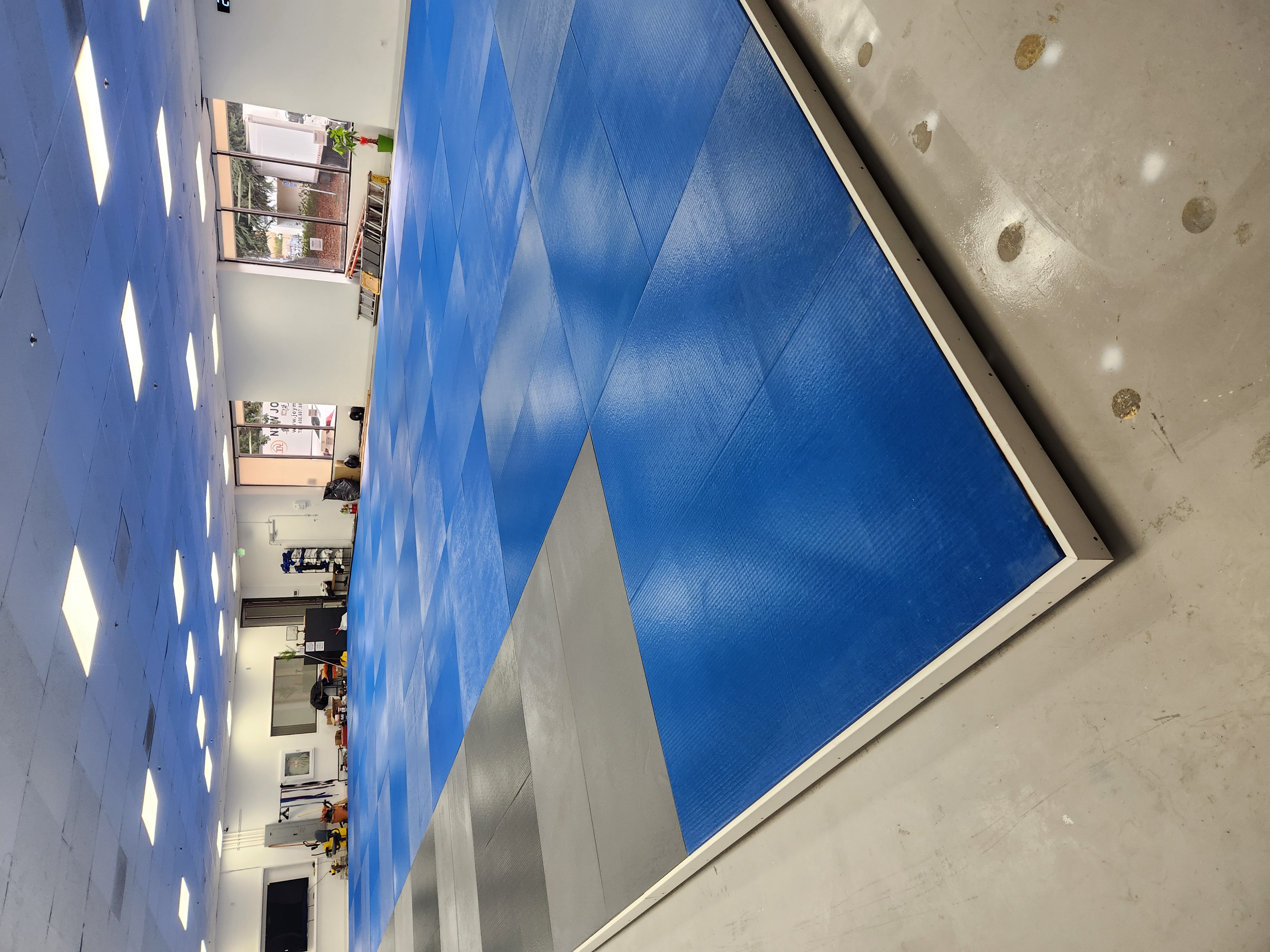 Kuleana Jiu-Jitsu training floor — blue and gray mats, Sunnyvale